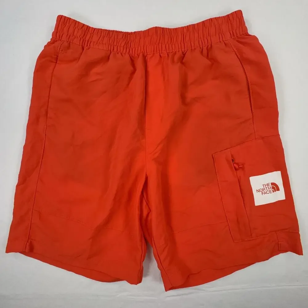 The North Face Swim Shorts Mens Small Orange Lined Elastic Waist Logo Pocket